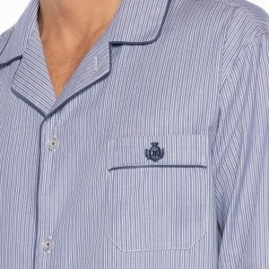 Pijama de tela de popelin de rayas 100% Algod&oacute;n