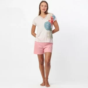 Pijama corto mujer viscosa estampado manga corta
