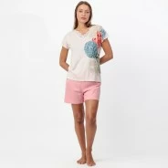 Pijama corto mujer viscosa estampado manga corta
