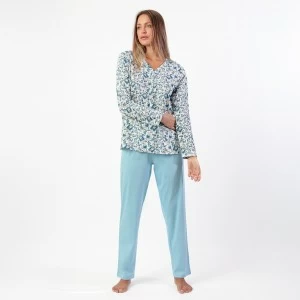 Pijama manga larga mujer cuello botones
