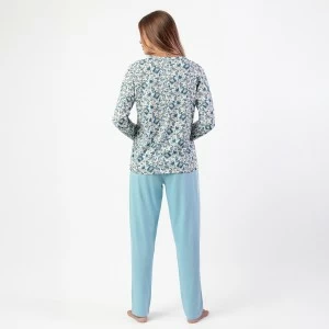 Pijama manga larga mujer cuello botones