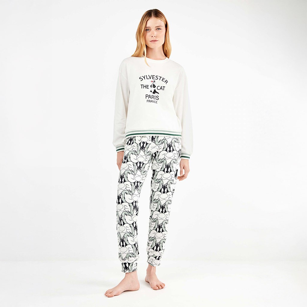 Pijama mujer manga larga estampado Silvestre