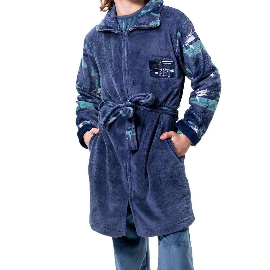 Bata juvenil abotonada con cinturón