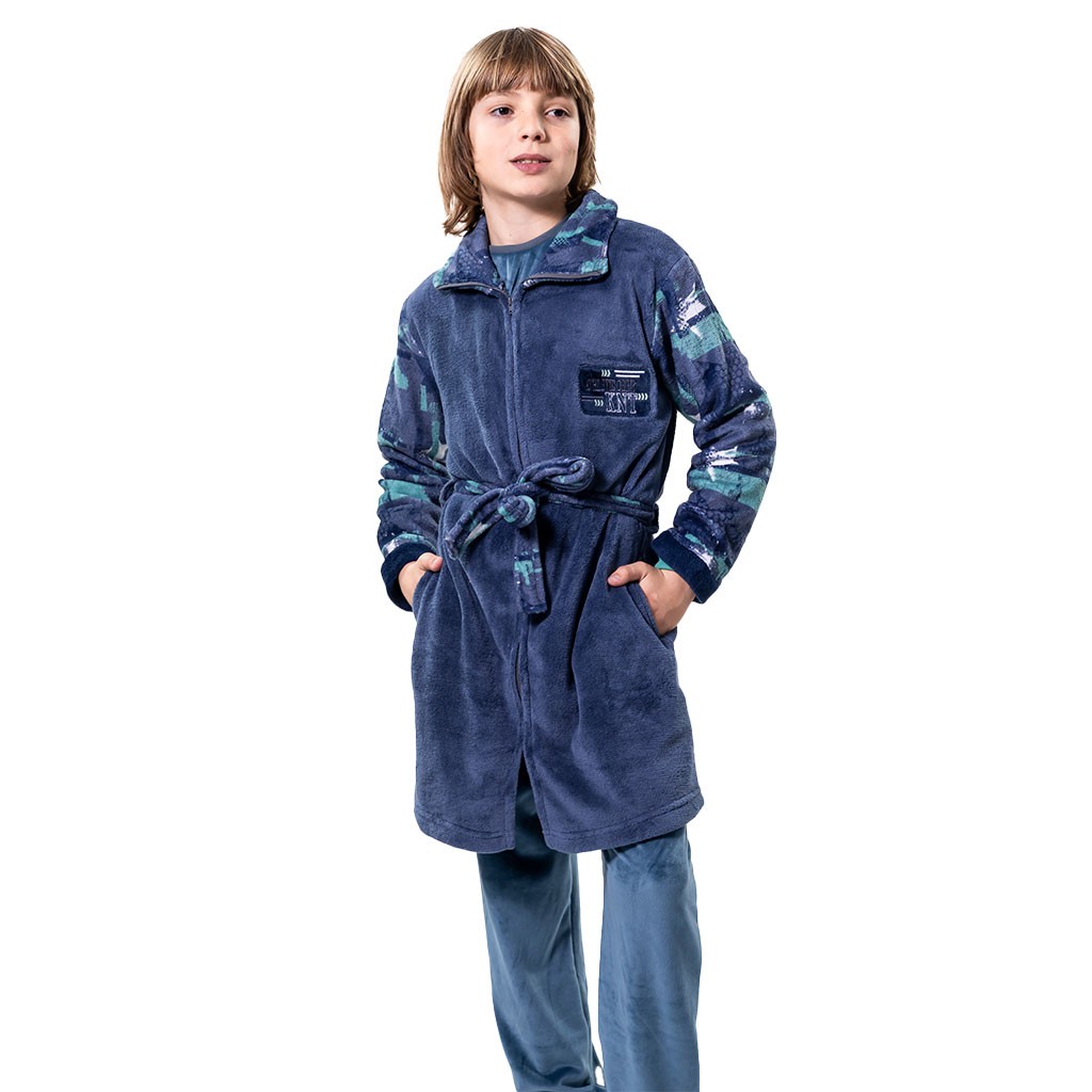 Bata juvenil con cinturón y cremallera