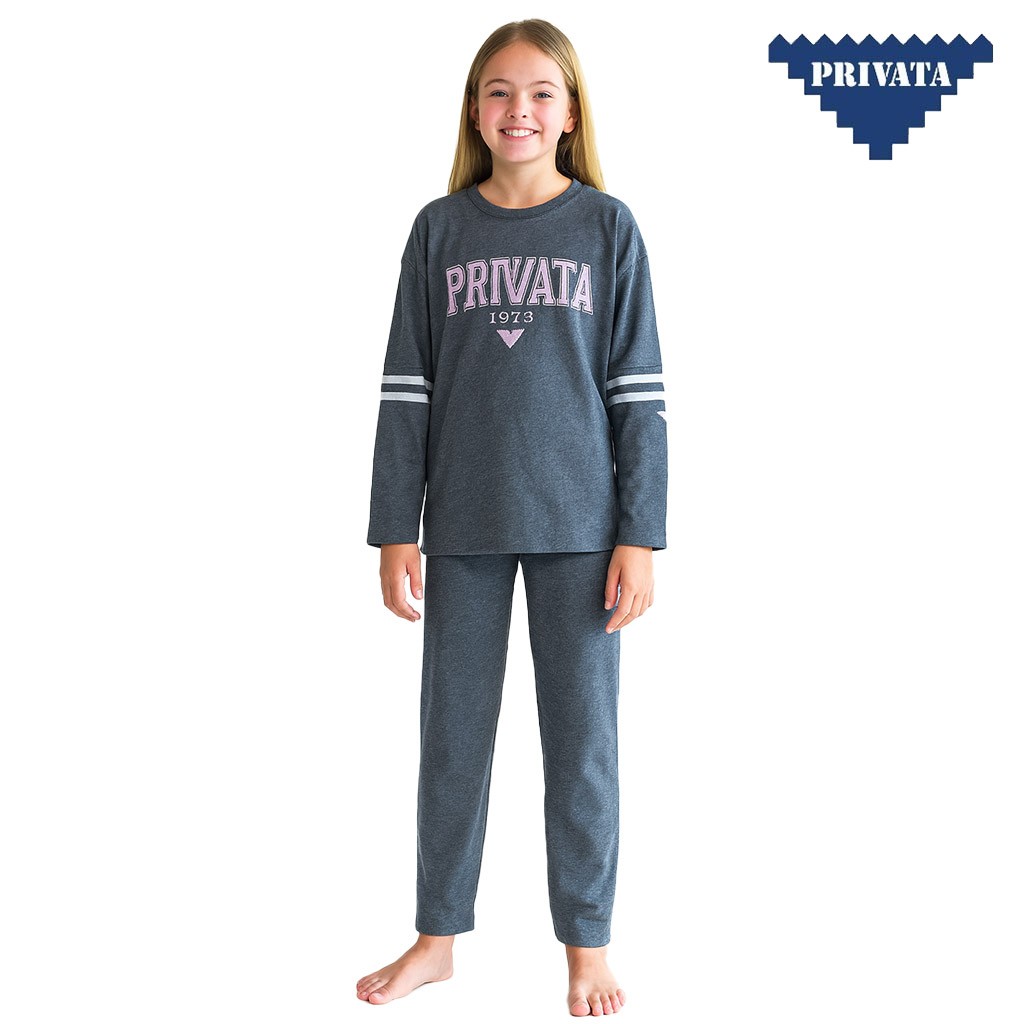 Pijama juvenil manga larga algodón