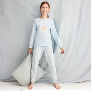 Pijama juvenil manga larga algod&oacute;n margaritas