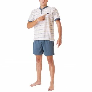 Pijama hombre cuello redondo con botones