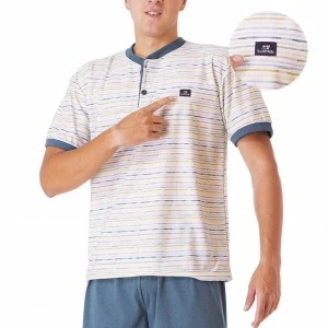 Pijama hombre cuello redondo con botones