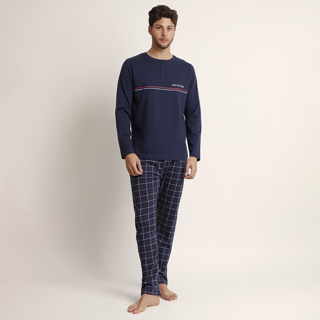 Pijama algodón hombre manga larga