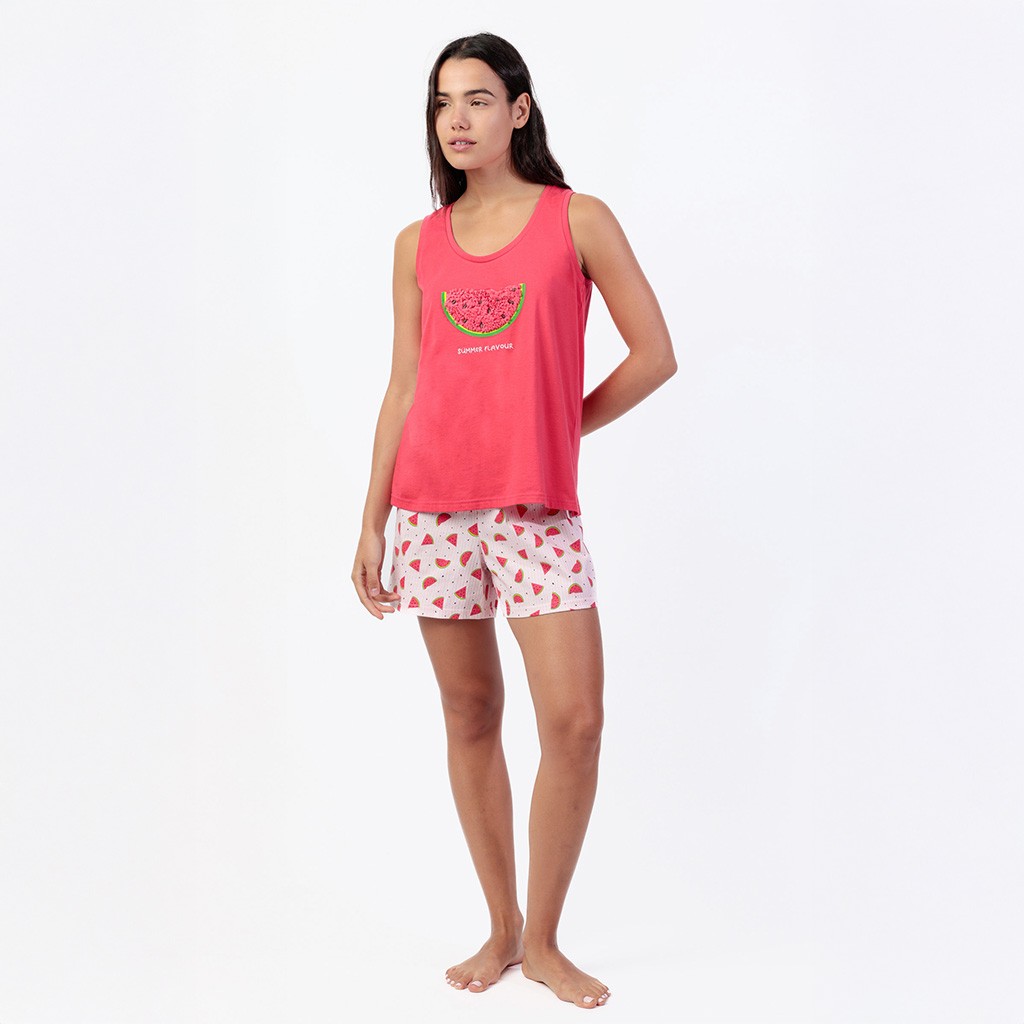 Pijama mujer algod&oacute;n tirantes sandias