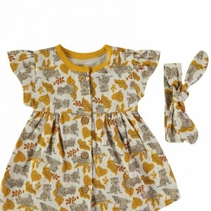 Vestido beb&eacute; estampado braguita y diadema