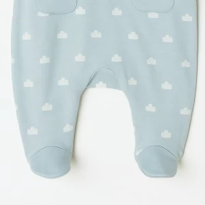Pelele algod&oacute;n beb&eacute; estampado manga larga nubes