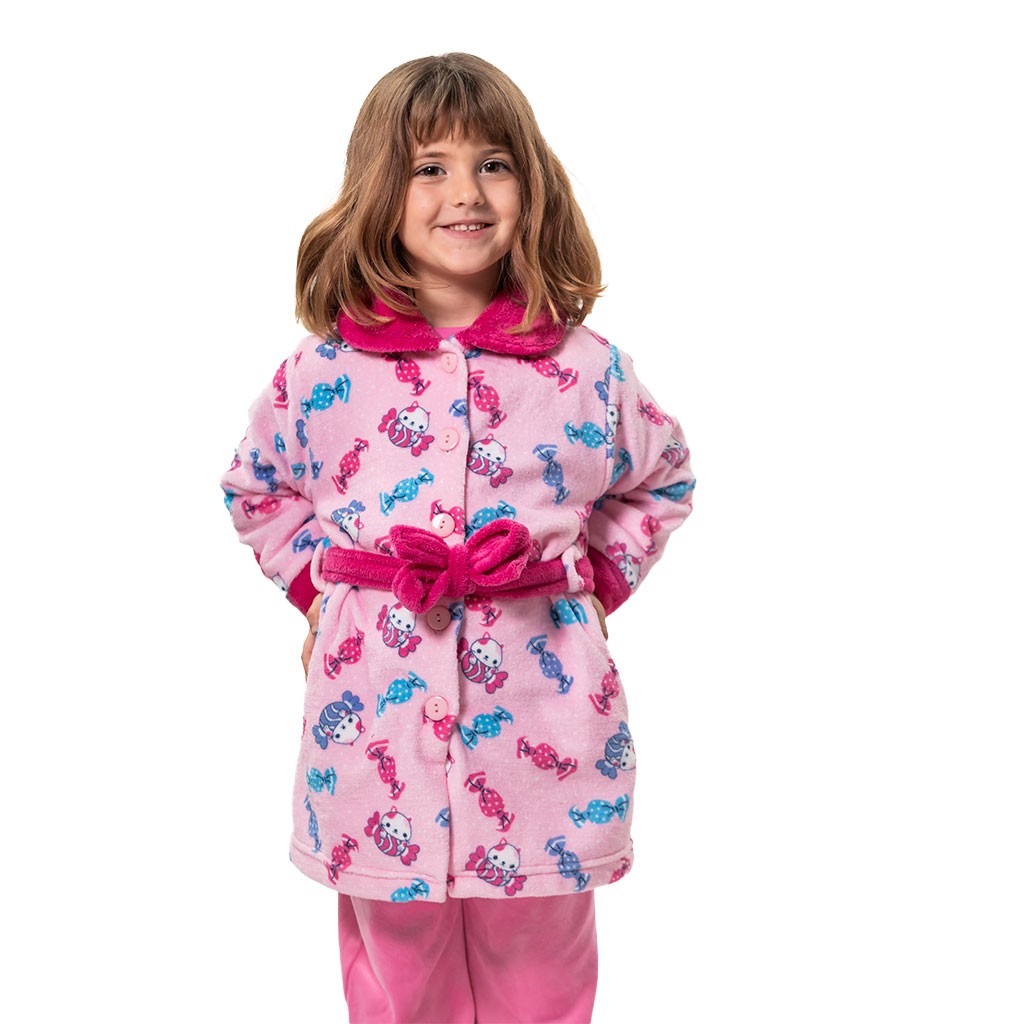 Bata infantil coralina rosa estampada
