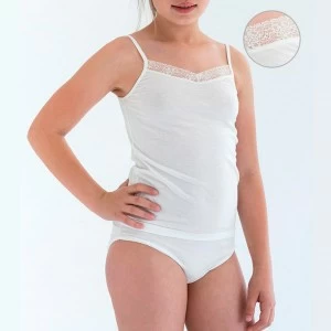 Conjunto interior ni&ntilde;a comunion camiseta y braga