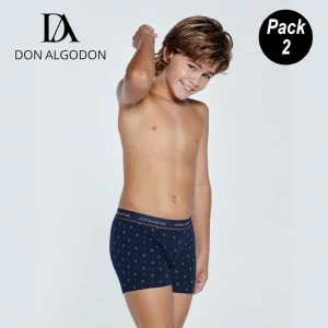 Boxer infantil pack x 2 algod&oacute;n estampado + liso