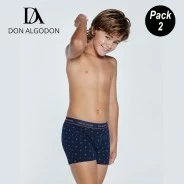 Boxer infantil pack x 2 algod&oacute;n estampado + liso