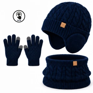 Conjunto infantil gorro orejeras , braga y guantes