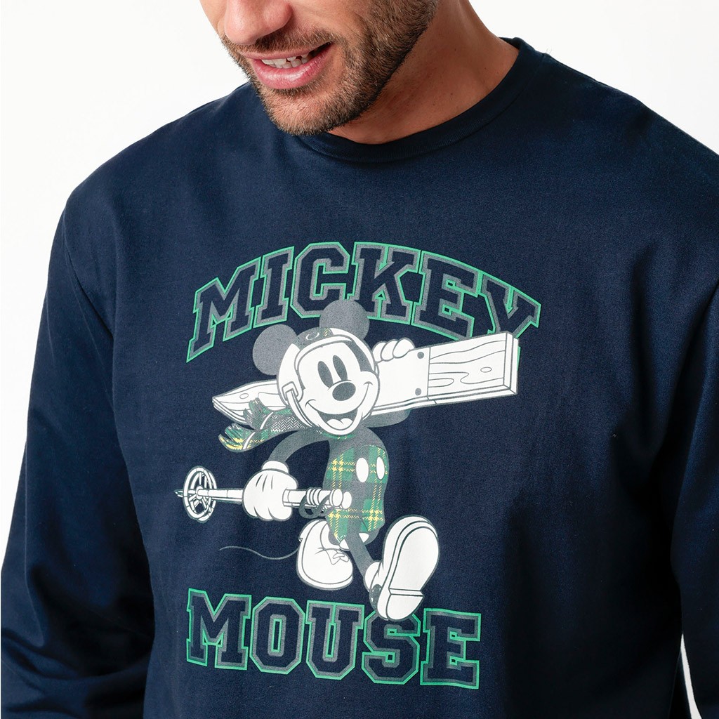 Pijama hombre algodón cuadros Mickey Mouse