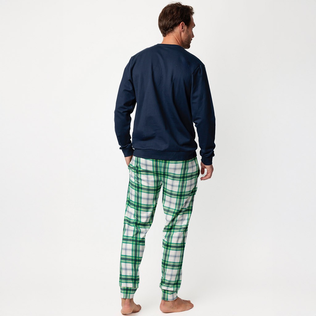 Pijama hombre algodón cuadros Mickey Mouse