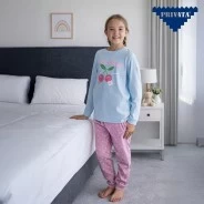 Pijama ni&ntilde;a manga larga cerezas