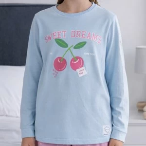 Pijama ni&ntilde;a manga larga cerezas