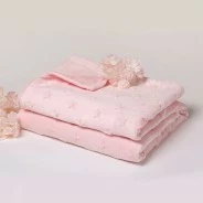 Manta bebe coralina suave extrellas relieve rosa