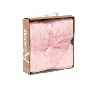 Manta bebe coralina suave extrellas relieve rosa