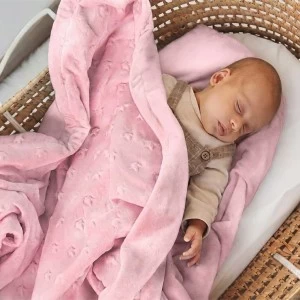 Manta bebe coralina suave extrellas relieve rosa