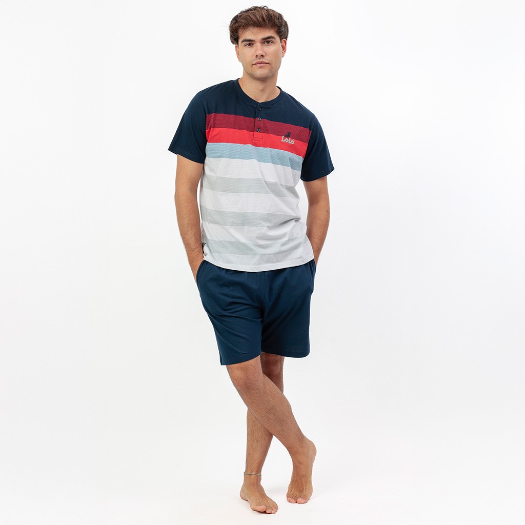 Pijama manga corta hombre algod&oacute;n