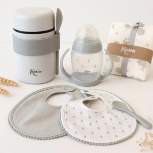 Termo papillero bebe con cuchara colecci&oacute;n gris