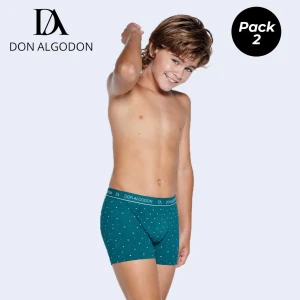 Boxer infantil goma vista pack 2 liso + estampado
