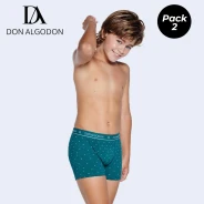 Boxer infantil goma vista pack 2 liso + estampado