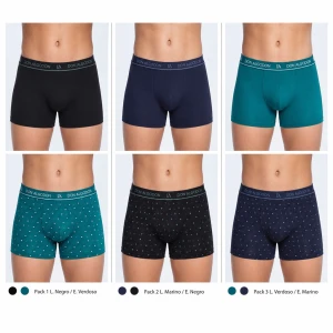Boxer infantil goma vista pack 2 liso + estampado