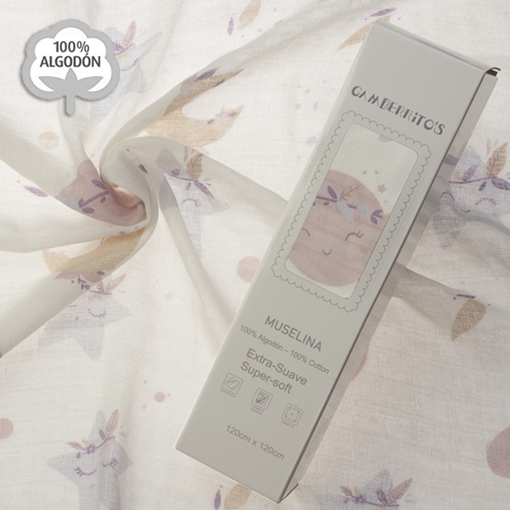 Gasa muselina bebe de algodón estampado gatos