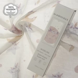 Gasa muselina bebe de algod&oacute;n estampado gatos