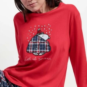 Pijama mujer manga larga cuadros Snoopy