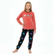 Pijama manga larga ni&ntilde;a tejido aterciopelado
