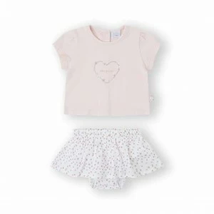 Conjunto bebe con camiseta manga corta y falda 