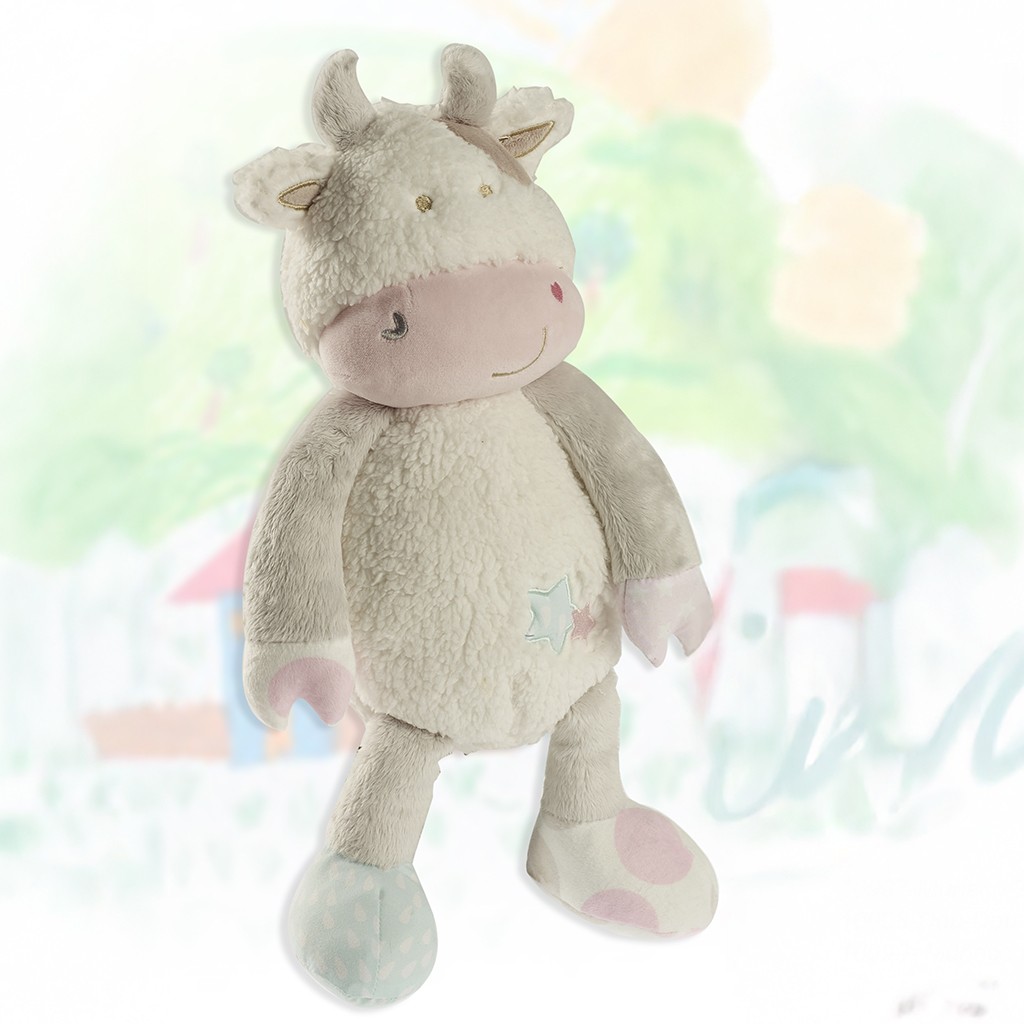 Peluche grande en forma de vaca de tacto suave