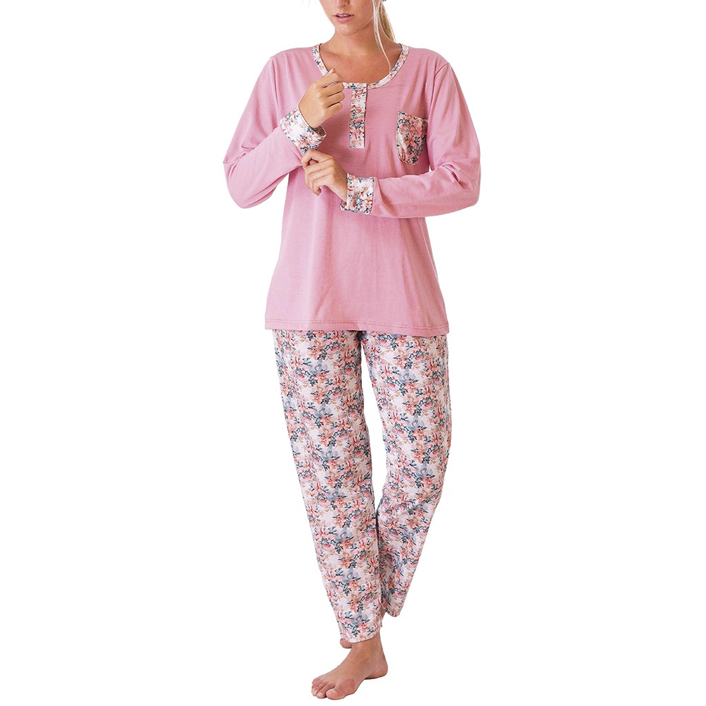 Pijama mujer manga larga algodón