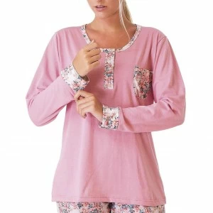 Pijama mujer manga larga algod&oacute;n
