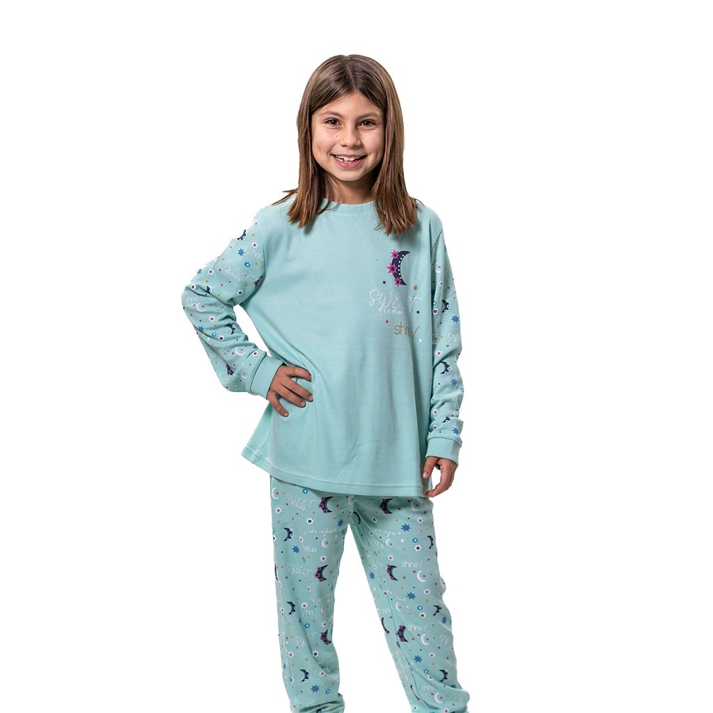 Pijama juvenil largo estampado Lunas