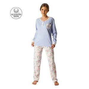 Pijama mujer largo tejido algod&oacute;n