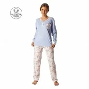 Pijama mujer largo tejido algod&oacute;n