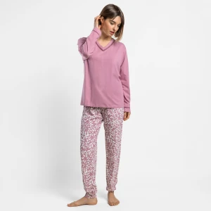 Pijama mujer manga larga viscosa estampada