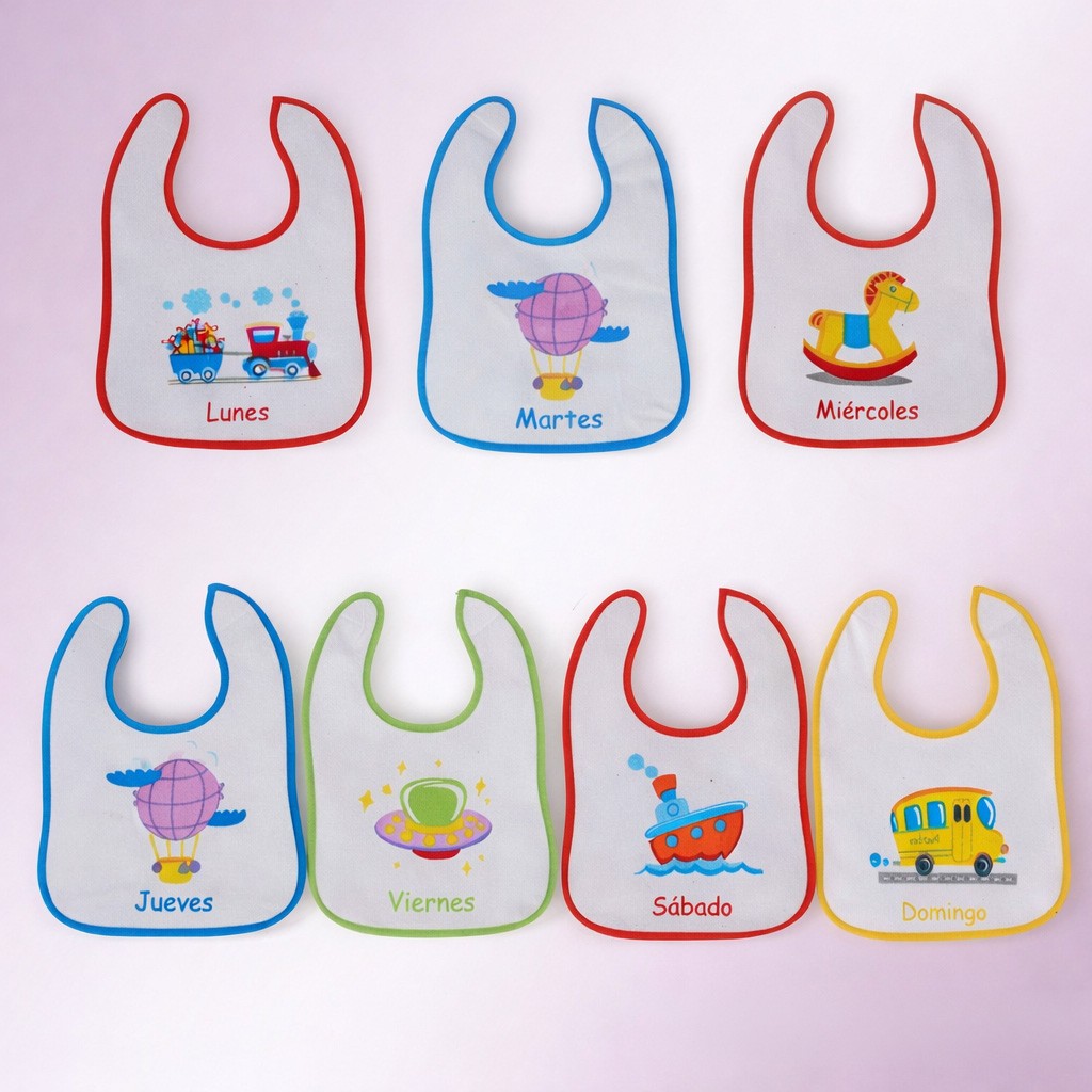 Babero bebe semanaria estampado rizo impermeable