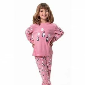 Pijama manga larga ni&ntilde;a algod&oacute;n rosa