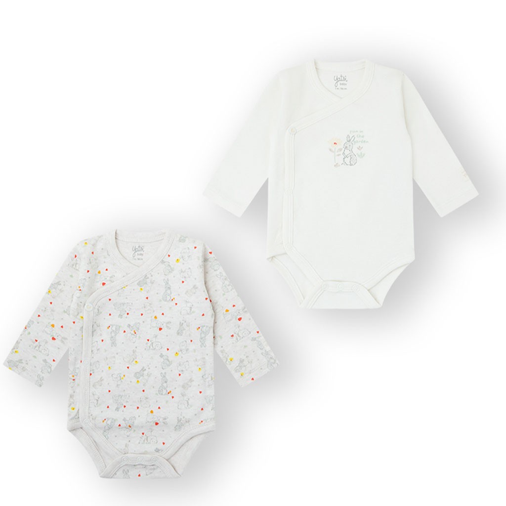 Body pack 2 bebé con conejitos y flores pastel