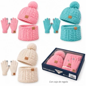 Conjunto infantil gorro, guantes y braga cuello