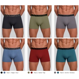 Boxer hombre algod&oacute;n liso colores pack x2 